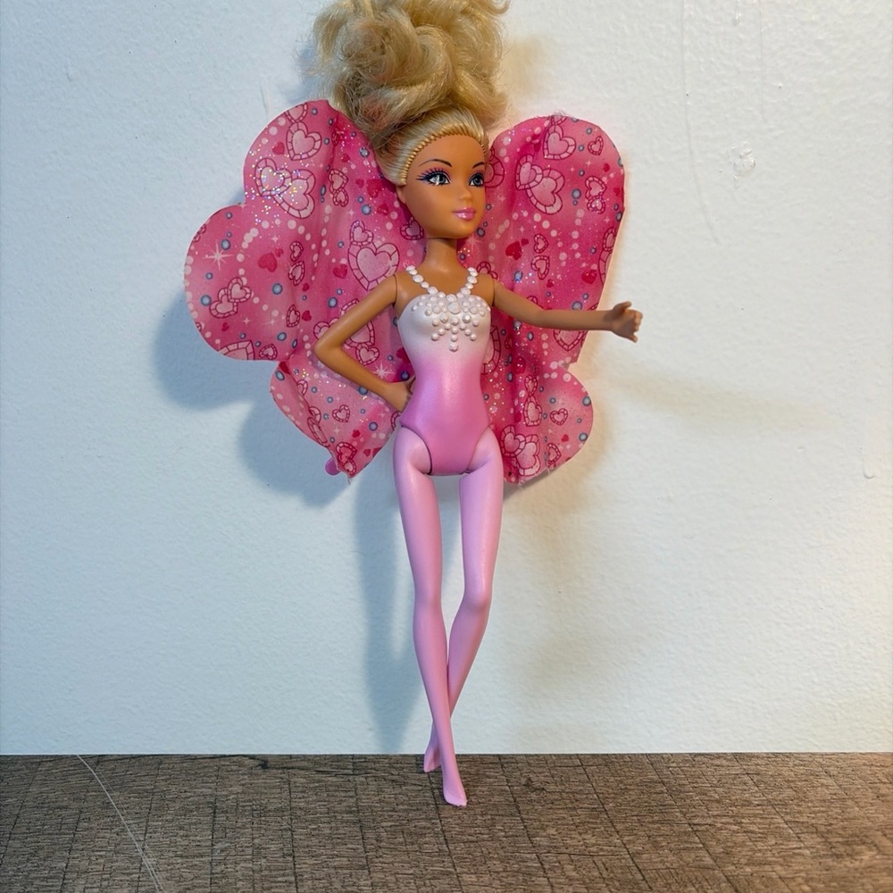 Mattel Pink Fairy Barbie Doll with Colorful Heart Wings